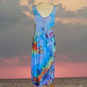 Rainbow Design Maxi Dress – Hand-Dyed Cotton – Size M (US Women’s)